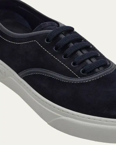 Ferragamo Men's Sunset Suede Low-Top Sneakers | Thumbnail 4