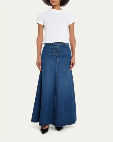 A.W.A.K.E. MODE Cut-Out Denim Maxi Skirt | Thumbnail 2 A.W.A.K.E. MODE Cut-Out Denim Maxi Skirt | Thumbnail 2