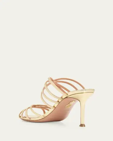 Aquazzura 75mm Tell Me Metallic Leather Mules | Thumbnail 2 Aquazzura 75mm Tell Me Metallic Leather Mules | Thumbnail 2