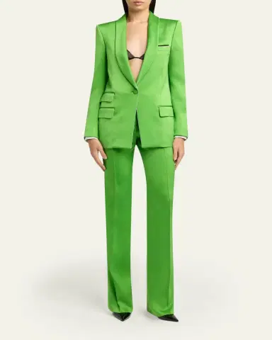 Tom Ford Pleated Silk Straight-Leg Trousers | Thumbnail 2 Tom Ford Pleated Silk Straight-Leg Trousers | Thumbnail 2