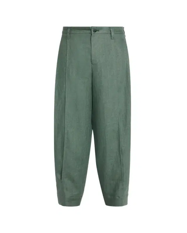 Men's Linen Pleated Tapered-Leg Trousers