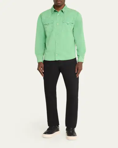 Versace Men's Medusa-Coin Cotton Western Shirt | Thumbnail 2