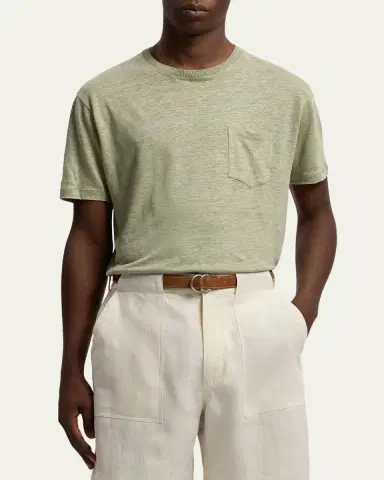 Ralph Lauren Purple Label Men's Linen Jersey Pocket T-Shirt | Thumbnail 4