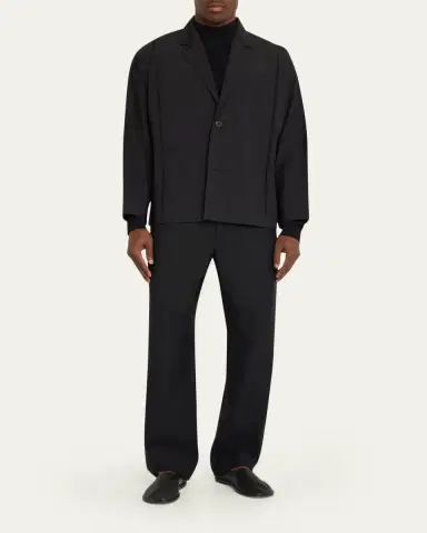 IM MEN Men's Black Flat Loose Fit Jacket | Thumbnail 2 IM MEN Men's Black Flat Loose Fit Jacket | Thumbnail 2