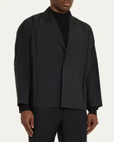 IM MEN Men's Black Flat Loose Fit Jacket | Thumbnail 4 IM MEN Men's Black Flat Loose Fit Jacket | Thumbnail 4
