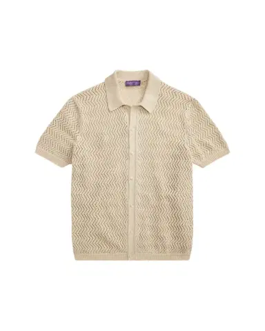 Ralph Lauren Purple Label Men's Textured Cotton Short-Sleeve Cardigan | Thumbnail 1