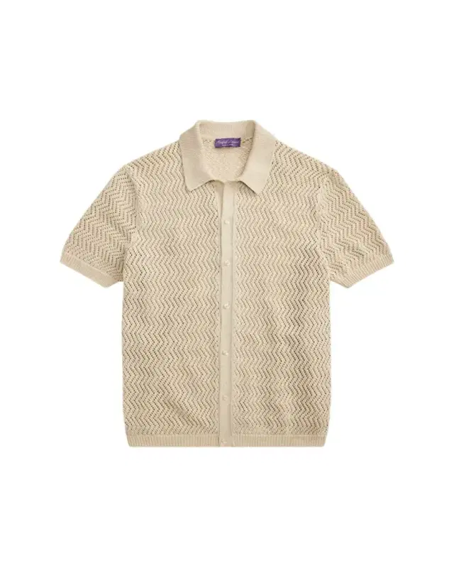Ralph Lauren Purple Label Textured Cotton Short-Sleeve Cardigan