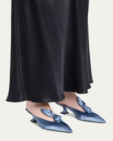 Lanvin 50mm Satin Bow Mule Pumps | Thumbnail 2 Lanvin 50mm Satin Bow Mule Pumps | Thumbnail 2