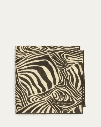 Ralph Lauren Purple Label Zebra-Print Linen Pocket Square | Thumbnail 3