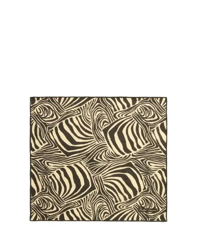 Zebra-Print Linen Pocket Square