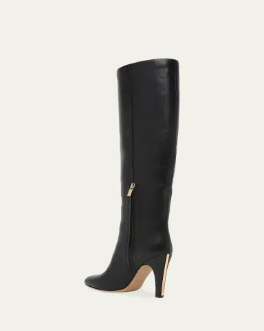 FERRAGAMO 95mm Nylu Leather Knee-High Boots | Thumbnail 2