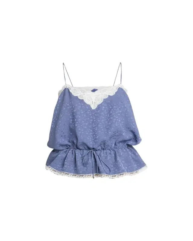 Chloe Lace-Trim Floral Silk Jacquard Sleeveless Top