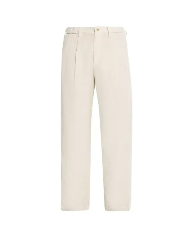 Men's Cotton Pigment Pleated Straight-Leg Trousers