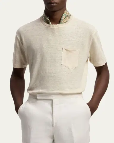 Ralph Lauren Purple Label Men's Linen Jersey Pocket T-Shirt | Thumbnail 4 Ralph Lauren Purple Label Men's Linen Jersey Pocket T-Shirt | Thumbnail 4