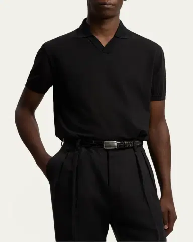Ralph Lauren Purple Label Men's Cotton and Cashmere Short-Sleeve Polo Sweater | Thumbnail 4