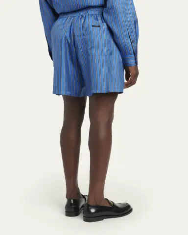 Versace Men's Meander Print Silk Shorts | Thumbnail 3