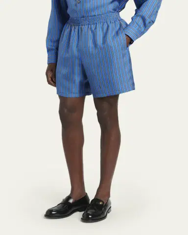 Versace Men's Meander Print Silk Shorts | Thumbnail 4