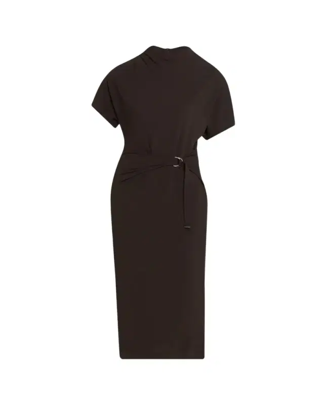 Brunello Cucinelli Wrap-Waist Midi Dress w/ Monili