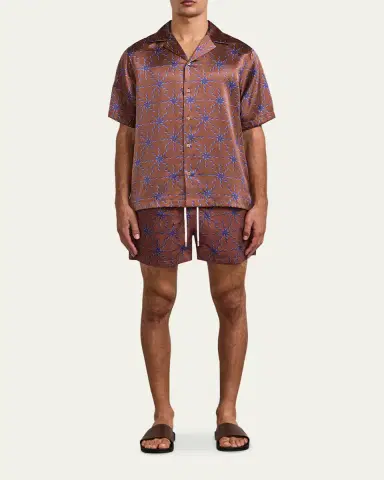 Frescobol Carioca Men's Silk Sol-Printed Short-Sleeve Camp Shirt | Thumbnail 2