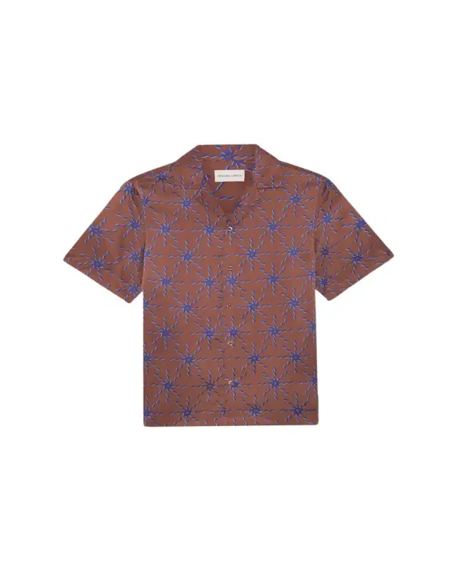 Men's Silk Sol-Printed Short-Sleeve Camp Shirt