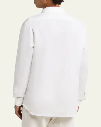 Zegna Men's Oasi Lino Button-Down Shirt | Thumbnail 2
