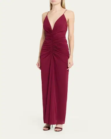 Ronny Kobo Anya Ruched Tissue Jersey Column Gown | Thumbnail 4