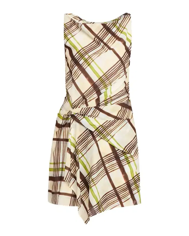 A.L.C. Dea Plaid Draped Mini Dress