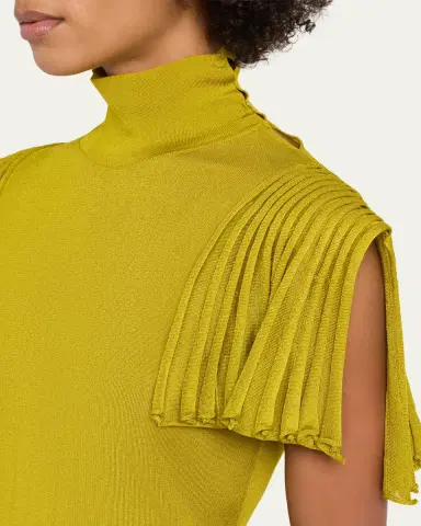 Alaïa Turtleneck Godet-Sleeve Side-Slit Maxi Dress | Thumbnail 5 Alaïa Turtleneck Godet-Sleeve Side-Slit Maxi Dress | Thumbnail 5