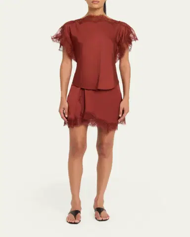 A.L.C. Luna Satin Lace-Trim Top | Thumbnail 2 A.L.C. Luna Satin Lace-Trim Top | Thumbnail 2