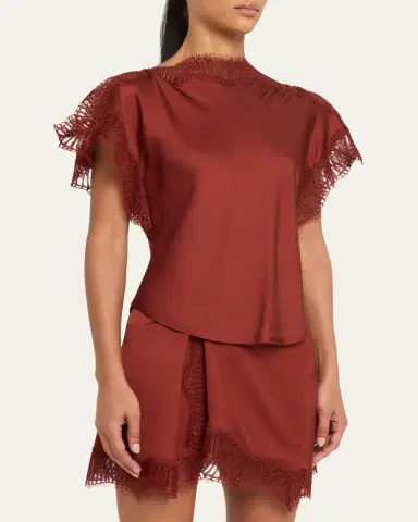 A.L.C. Luna Satin Lace-Trim Top | Thumbnail 4 A.L.C. Luna Satin Lace-Trim Top | Thumbnail 4