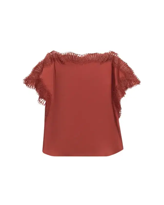 Luna Satin Lace-Trim Top
