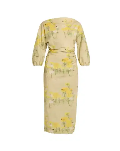 BERNADETTE Ezra Floral Ruched Cotton 3/4-Sleeve Midi Dress | Thumbnail 1 BERNADETTE Ezra Floral Ruched Cotton 3/4-Sleeve Midi Dress | Thumbnail 1