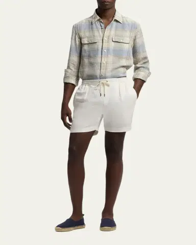 Ralph Lauren Purple Label Men's Plaid Linen Shirt | Thumbnail 2