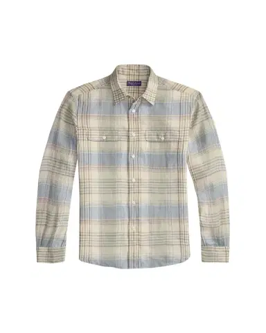 Ralph Lauren Purple Label Men's Plaid Linen Shirt | Thumbnail 1