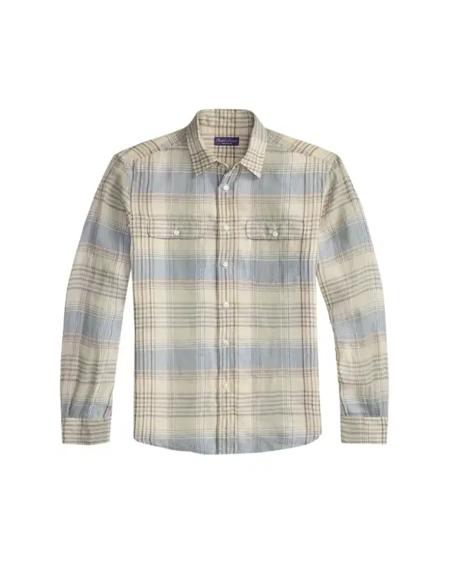 Ralph Lauren Purple Label Plaid Linen Shirt