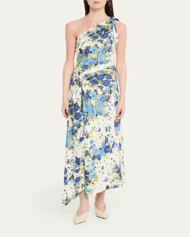 A.L.C. Eliana Floral Satin Draped Dress | Thumbnail 2 A.L.C. Eliana Floral Satin Draped Dress | Thumbnail 2