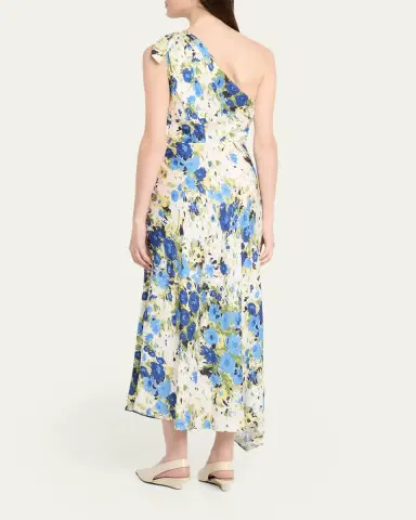 A.L.C. Eliana Floral Satin Draped Dress | Thumbnail 3 A.L.C. Eliana Floral Satin Draped Dress | Thumbnail 3