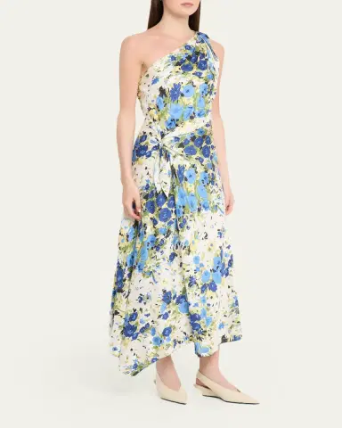 A.L.C. Eliana Floral Satin Draped Dress | Thumbnail 4 A.L.C. Eliana Floral Satin Draped Dress | Thumbnail 4