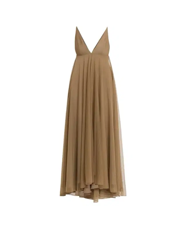 Ronny Kobo Chrissina Plunging Tulle Gown
