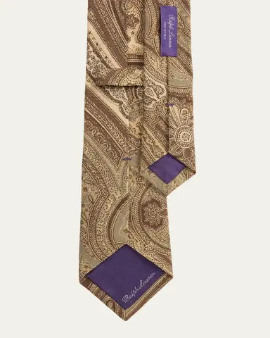 Ralph Lauren Purple Label Men's Paisley Linen-Silk Tie | Thumbnail 3 Ralph Lauren Purple Label Men's Paisley Linen-Silk Tie | Thumbnail 3