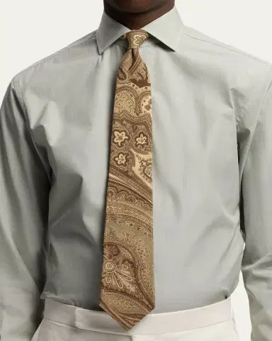 Ralph Lauren Purple Label Men's Paisley Linen-Silk Tie | Thumbnail 4 Ralph Lauren Purple Label Men's Paisley Linen-Silk Tie | Thumbnail 4