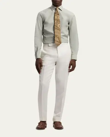 Ralph Lauren Purple Label Men's Cotton End-on-End Dress Shirt | Thumbnail 2 Ralph Lauren Purple Label Men's Cotton End-on-End Dress Shirt | Thumbnail 2
