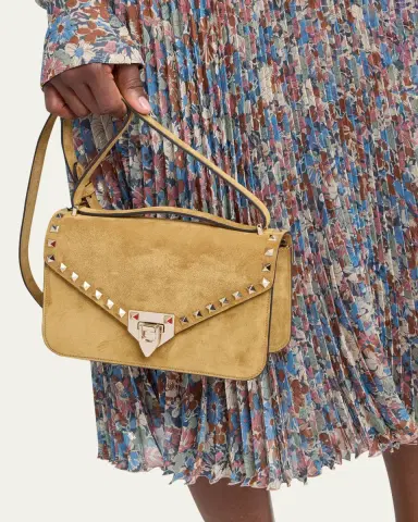 Valentino Garavani Rockstud Suede Shoulder Bag | Thumbnail 2 Valentino Garavani Rockstud Suede Shoulder Bag | Thumbnail 2