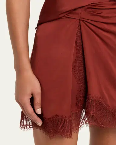 A.L.C. Dion Satin Lace-Trim Mini Skirt | Thumbnail 5