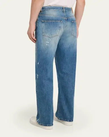 Jeanerica Men's Paint Splatter Medium Blue Denim Jeans | Thumbnail 3