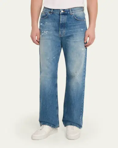 Jeanerica Men's Paint Splatter Medium Blue Denim Jeans | Thumbnail 4