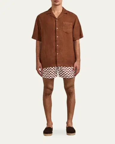 Frescobol Carioca Men's Copacabana Wave-Print Swim Trunks | Thumbnail 2