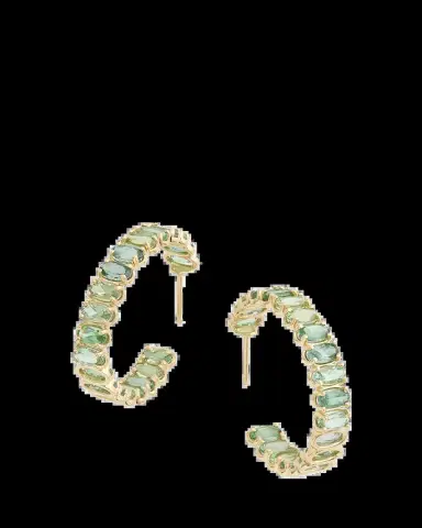 Jamie Wolf 18K Yellow Gold Hoop Earrings with Oval-Shaped Green Tourmaline | Thumbnail 3