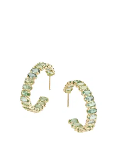 Jamie Wolf 18K Yellow Gold Hoop Earrings with Oval-Shaped Green Tourmaline | Thumbnail 1