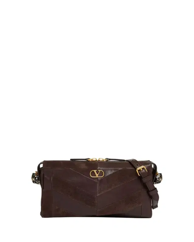 Valentino Garavani Panthea Small Patchwork Chevron Shoulder Bag
